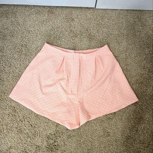 ASOS LUXE high waist tailored shorts in pink & white houndstooth